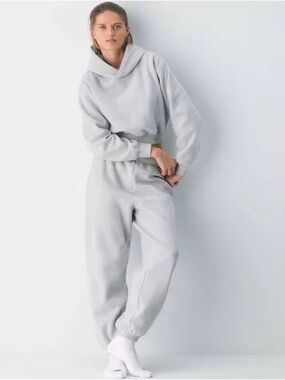 Aritzia TNA Heather Light Oatmeal Mega Joggers